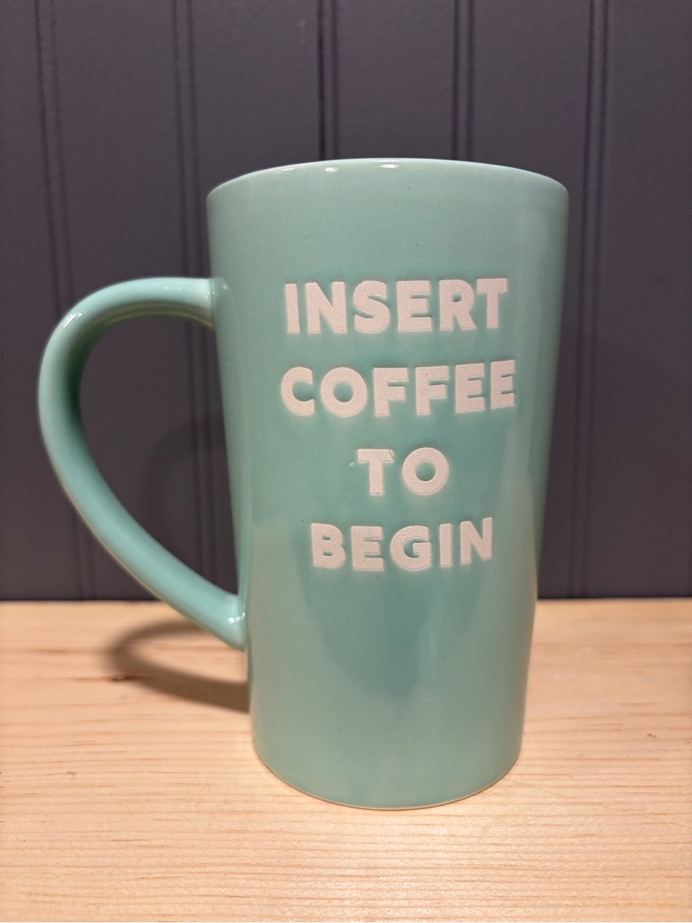 Mint Green 'Insert Coffee to Begin' Stoneware Mug